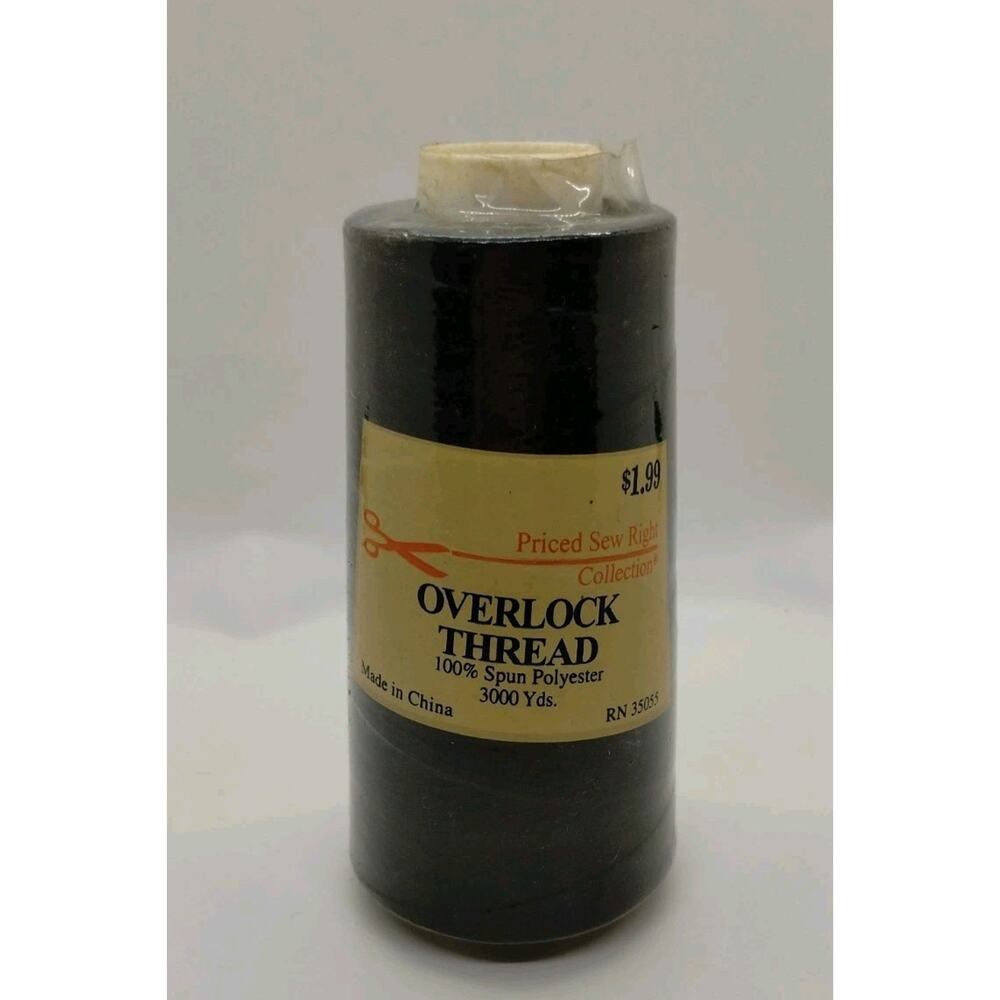 Polyester Sewing Thread 3000 Yards Overlocking Quality Cone - Black